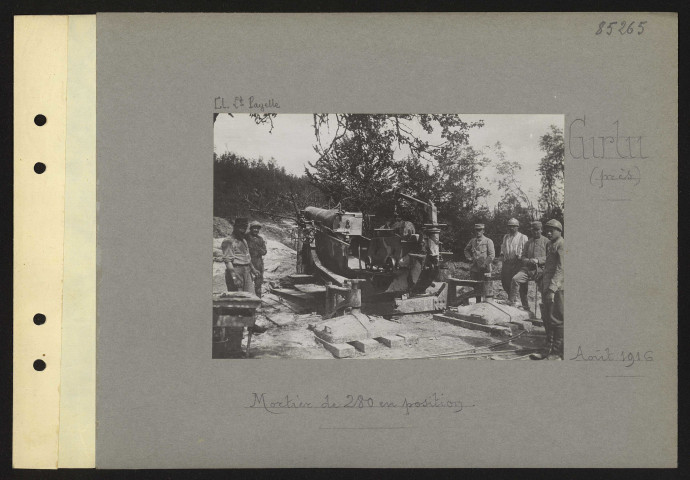 Curlu (près). Mortier de 280 en position