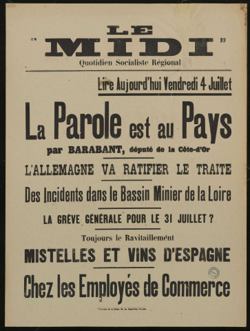 Le Midi. Lire aujourd'hui vendredi 4 juillet