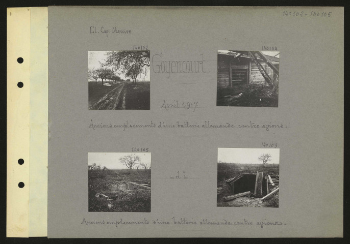 Goyencourt. Anciens emplacements d'une batterie allemande contre avions
