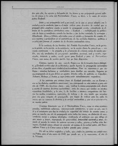 Alderdi (1949 : n° 22-33). Sous-Titre : Boletín del Partido nacionalista vasco