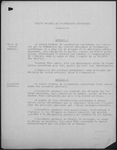 Coopération européenne, 1927-1937