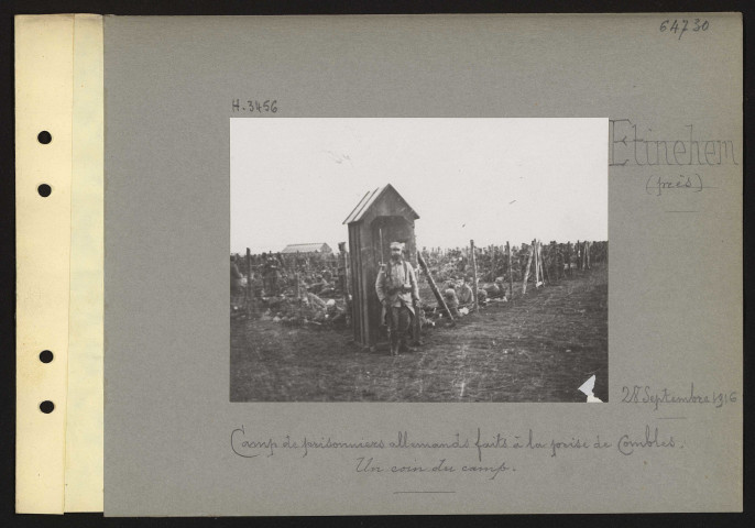 Étinehem (près). Camp de prisonniers allemands faits à la prise de Combles. Un coin du camp
