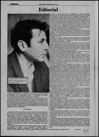 Denuncia. N°12. 1 de Agosto 1976. Sous-Titre : Órgano del movimiento antimperialista por el socialismo en Argentina