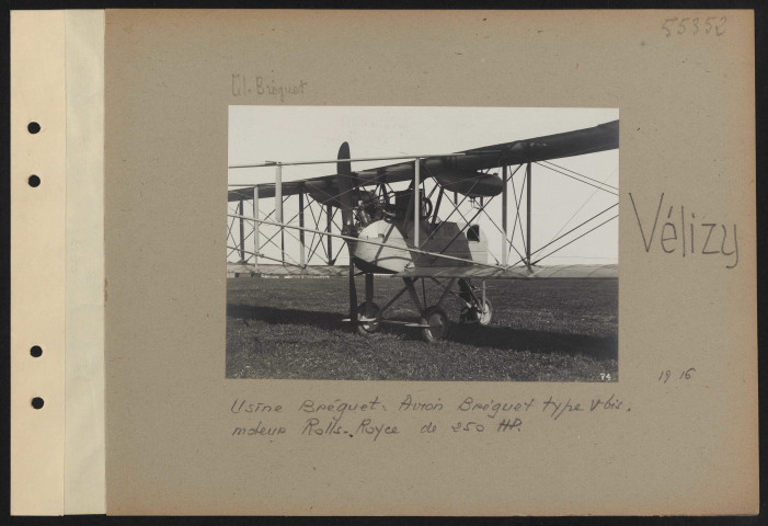 Vélizy. Usine Bréguet. Avion Bréguet type V bis, moteur Rolls-Royce de 250 HP