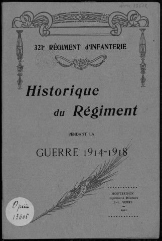 Historique du 321ème régiment d'infanterie