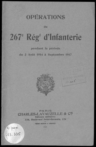 Historique du 267ème régiment d'infanterie