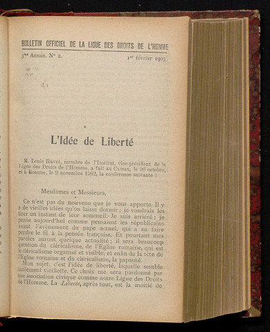 Février 1903 - Bulletin officiel de la Ligue des Droits de l'Homme