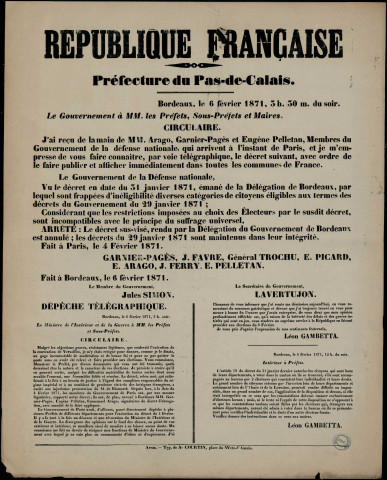 Le décret susvisé, rendu par la délégation du Gouvernement de Bordeaux, est annulé