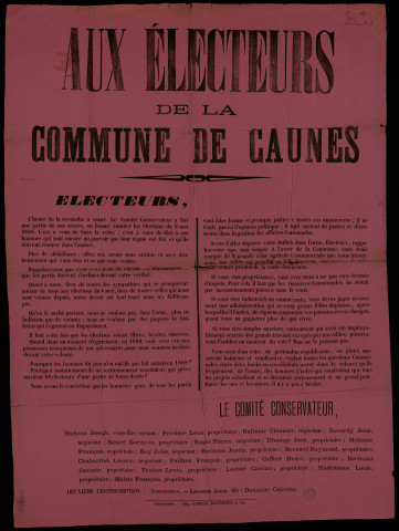 Commune de Caunes : Comité Conservateur