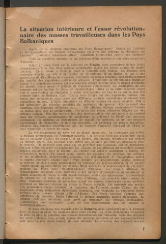 Mai 1931 - La Fédération balkanique
