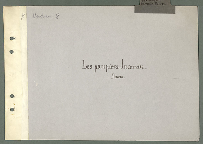 Intercalaire "Les pompiers. Incendie. Divers"