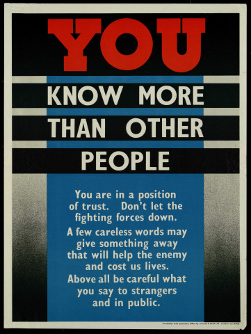 You know more than other people : careless words... will help the enemy and cost us lives