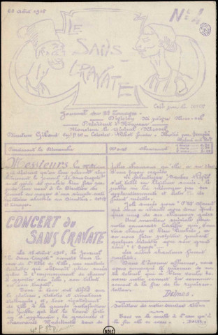 Le sans-cravate (1916 : n°s 4-6), Sous-Titre : journal du 2e Zouaves créé par la 20e Compagnie