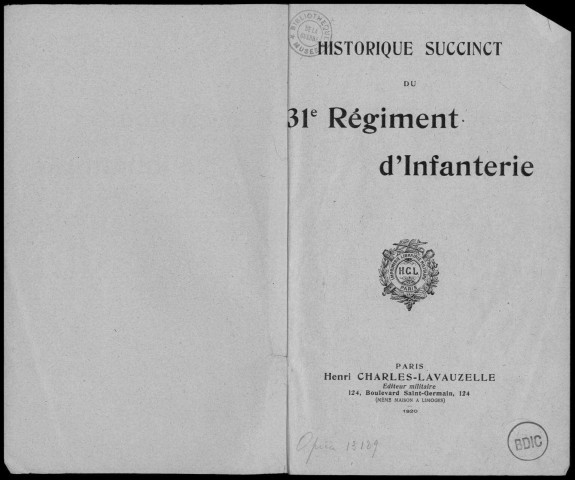 Historique du 31ème régiment d'infanterie