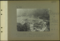 Réservoir de l'Alfeld (Près Sewen). La route du Ballon d'Alsace construite par la 7e armée en 1917. Les lacets de la route ; à droite le réservoir de l'Alfeld