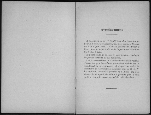 Procès-verbal des séances du Conseil général. Sous-Titre : Genève, les 4, 6 et 8 juin 1921