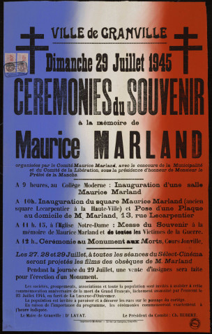 Cérémonies du souvenir à la mémoire de Maurice Marland