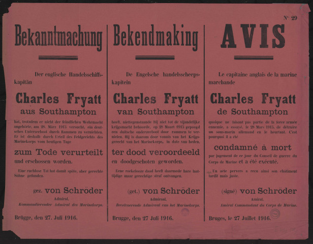 Der englische Handelsschiffskapitän...amp; zum Tode Verurteilt = De Engelsche handelsscheepskapitein...amp; ter dood veroordeeld = Le capitaine anglais de la marine marchande...amp; condamné à mort