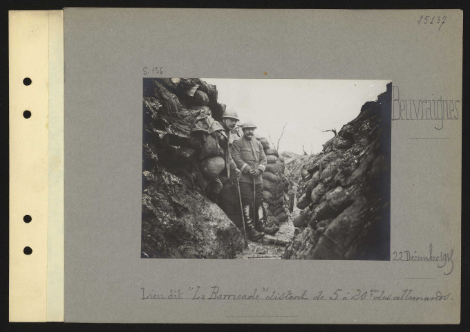 Beuvraignes. Lieu-dit "La barricade" distant de 5 à 20 mètres des Allemands