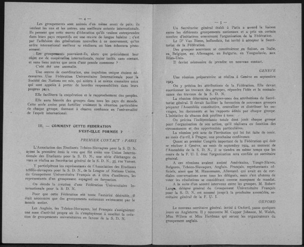 Fédération Universitaire Internationale pour la Société des Nations. 1924