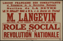 M. Landevin : rôle social de la révolution nationale
