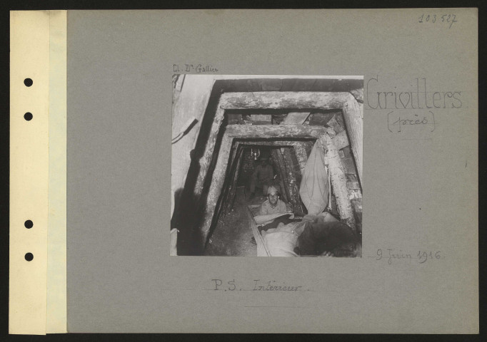 Grivillers (près). Poste de secours. Intérieur