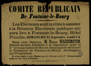 Comité républicain de Fontaine-le-Bourg : Réunion Electorale publique Hôtel Pouclée