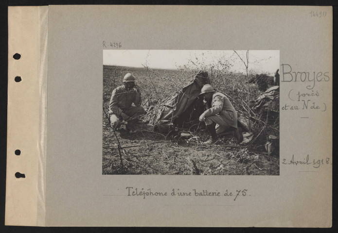 Broyes (près et au nord de). Téléphone d'une batterie de 75