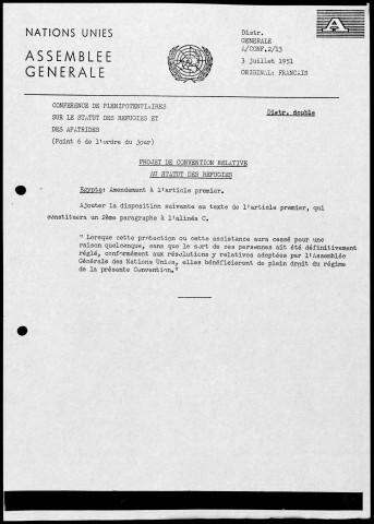 Amendements. 03 juillet 1951