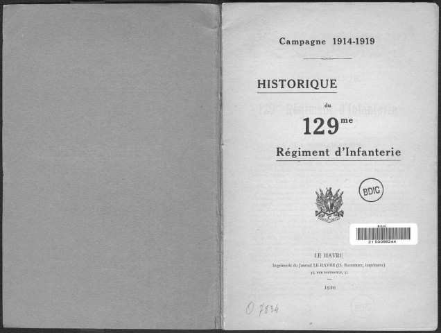 Historique du 129ème régiment d'infanterie