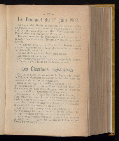 Juin 1902 - Bulletin officiel de la Ligue des Droits de l'Homme