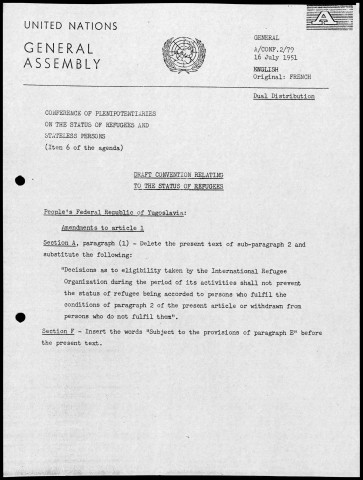 Amendements. 16-19 juillet 1951