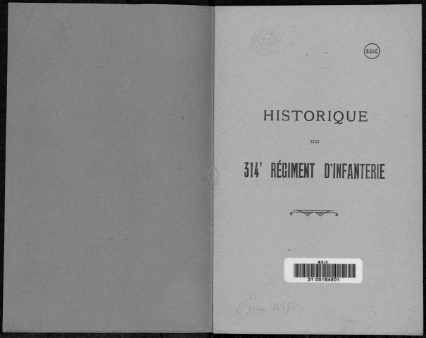 Historique du 314ème régiment d'infanterie