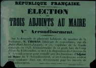 Election des trois adjoints au maire du Vme arrondissement