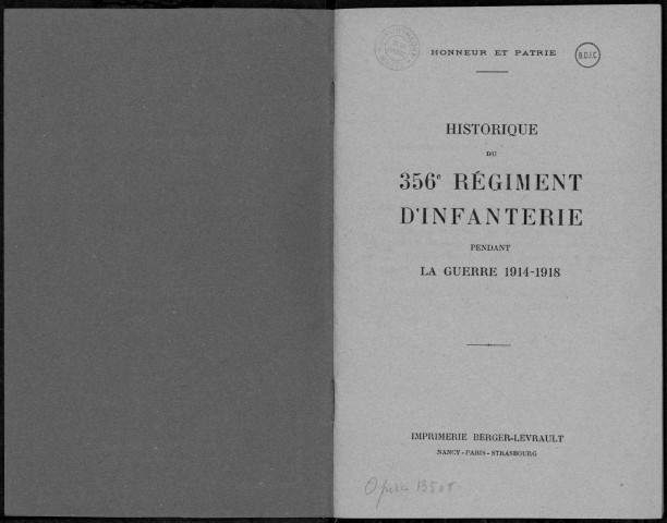 Historique du 356ème régiment d'infanterie