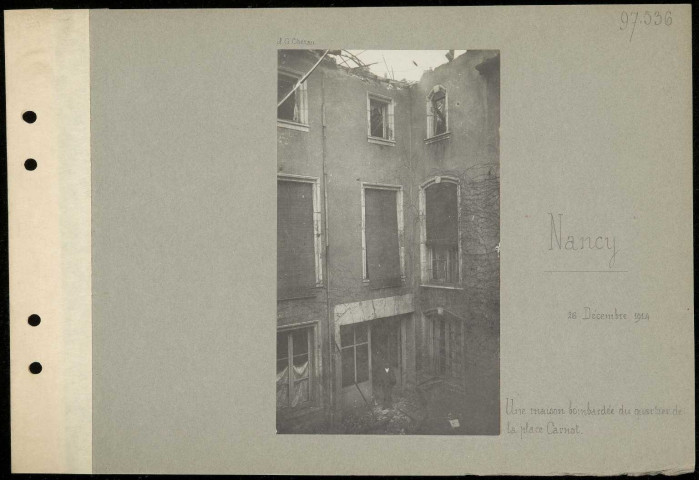 Nancy. Une maison bombardée du quartier de la place Carnot