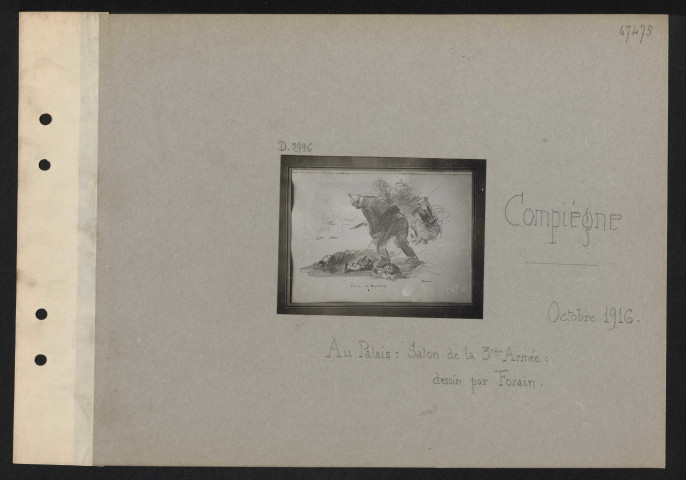 Compiègne. Au palais : Salon de la 3e armée : dessin par Forain