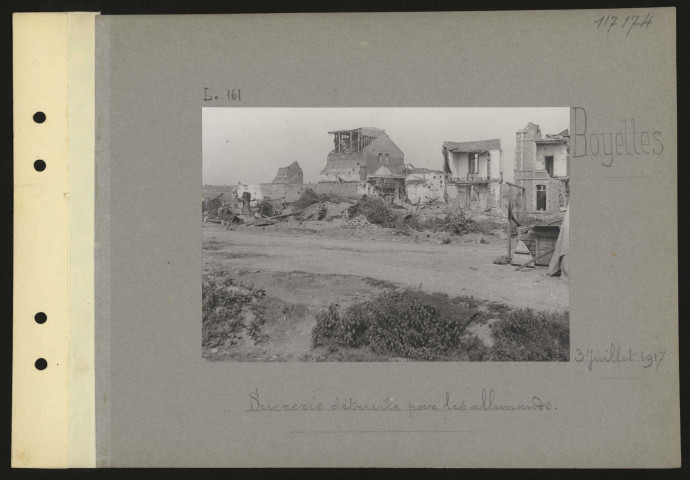 Boyelles. Sucrerie détruite par les Allemands