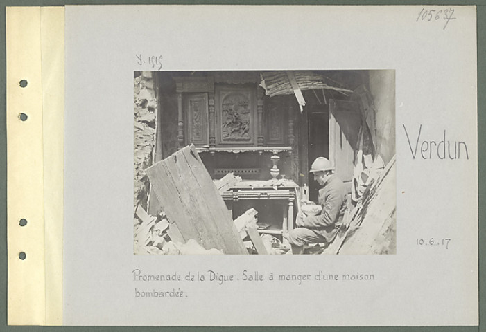 Verdun. Promenade de la Digue. Salle à manger d'une maison bombardée