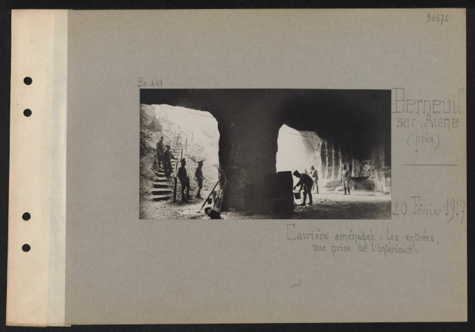 Berneuil-sur-Aisne (près). Carrière aménagée : les entrées, vue prise de l'intérieur