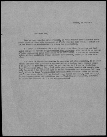 Correspondance des associations pacifistes et correspondance de Jules Prudhommeaux. 1899-1935