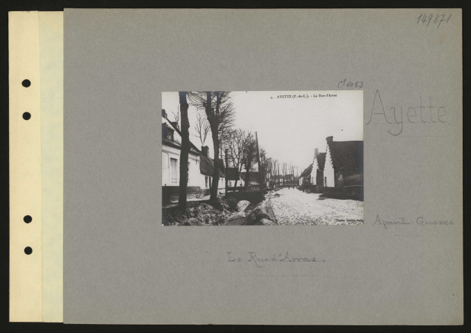 Ayette. La route d'Arras