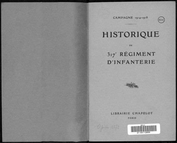 Historique du 317ème régiment d'infanterie