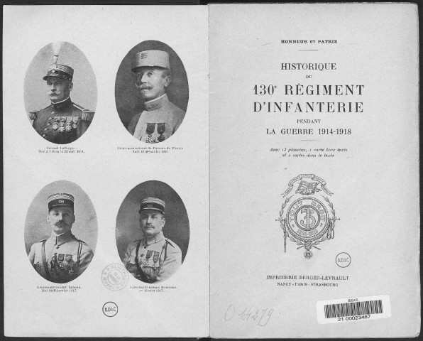 Historique du 130ème régiment d'infanterie