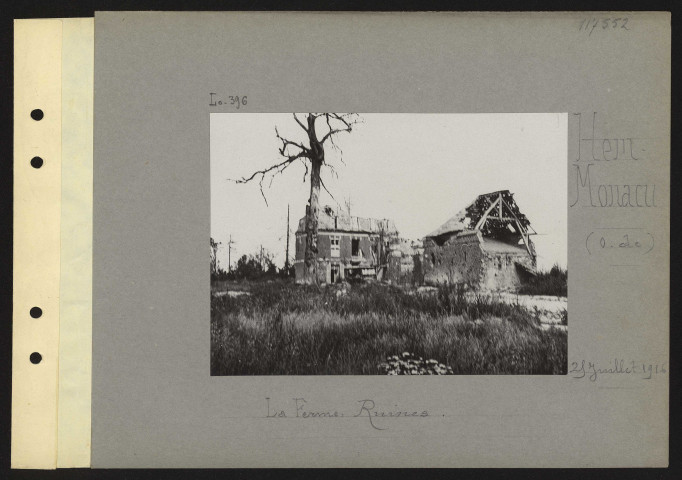 Hem-Monacu (ouest de). La ferme : ruines