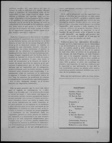 Inquietudes (1947 : n° 1-6). Sous-Titre : revista de las juventudes libertarias