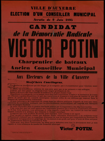 Candidat de la Démocratie Radicale Victor Potin