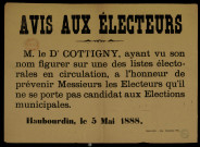 M. le Dr Cottigny Ne se porte pas candidat aux Élections municipales