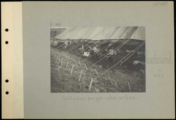Courtemont. Hôpital américain pour gazés : malades sous la tente