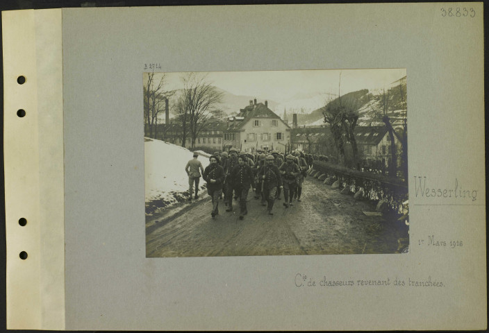 Wesserling. Compagnie de chasseurs revenant des tranchées